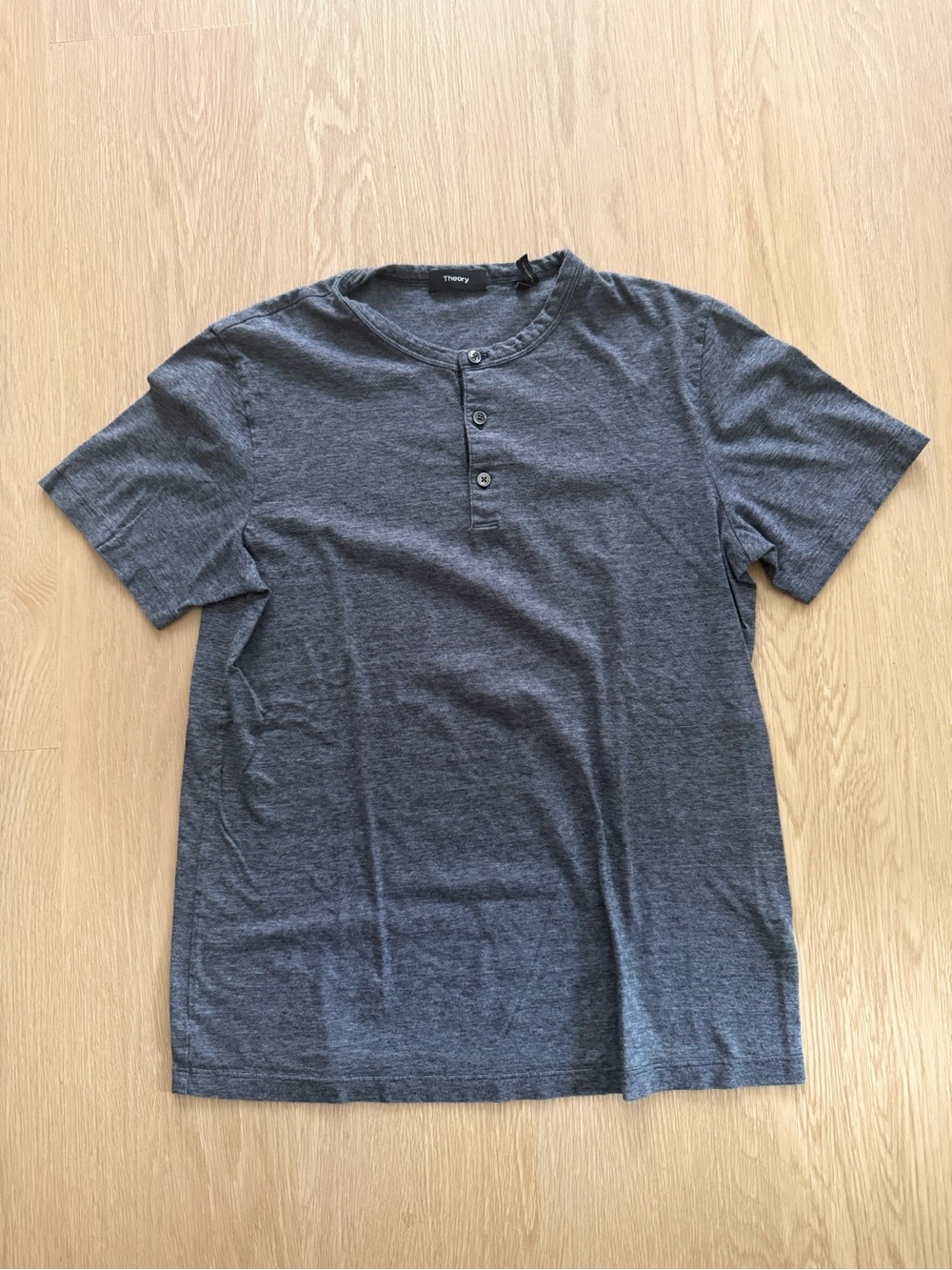 Theory Men's Short-Sleeve Heather Dark Blue Henley